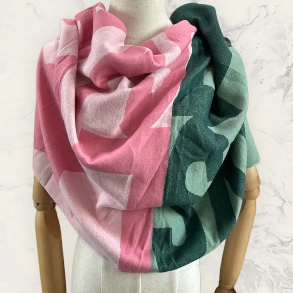 NWT BP. Bundle Blanket Scarf Wrap Word Play Pastel Green/Pink /Oversize/Love quo